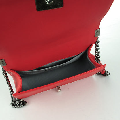 Chanel Calfskin Quilted Double Stitch Medium Boy Flap Red 5 of 8