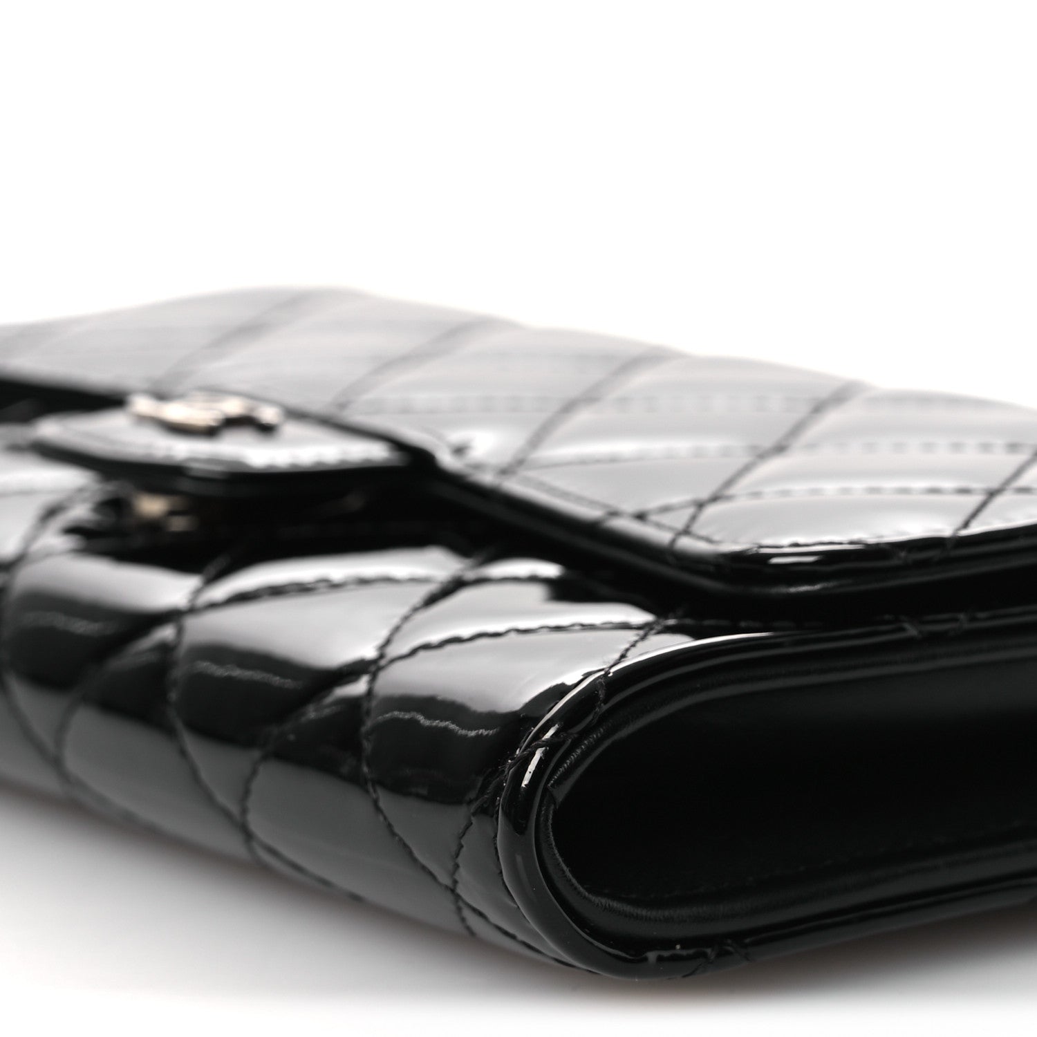 Chanel Patent Quilted Wallet On Removable Chain WOC Black 11 of 14