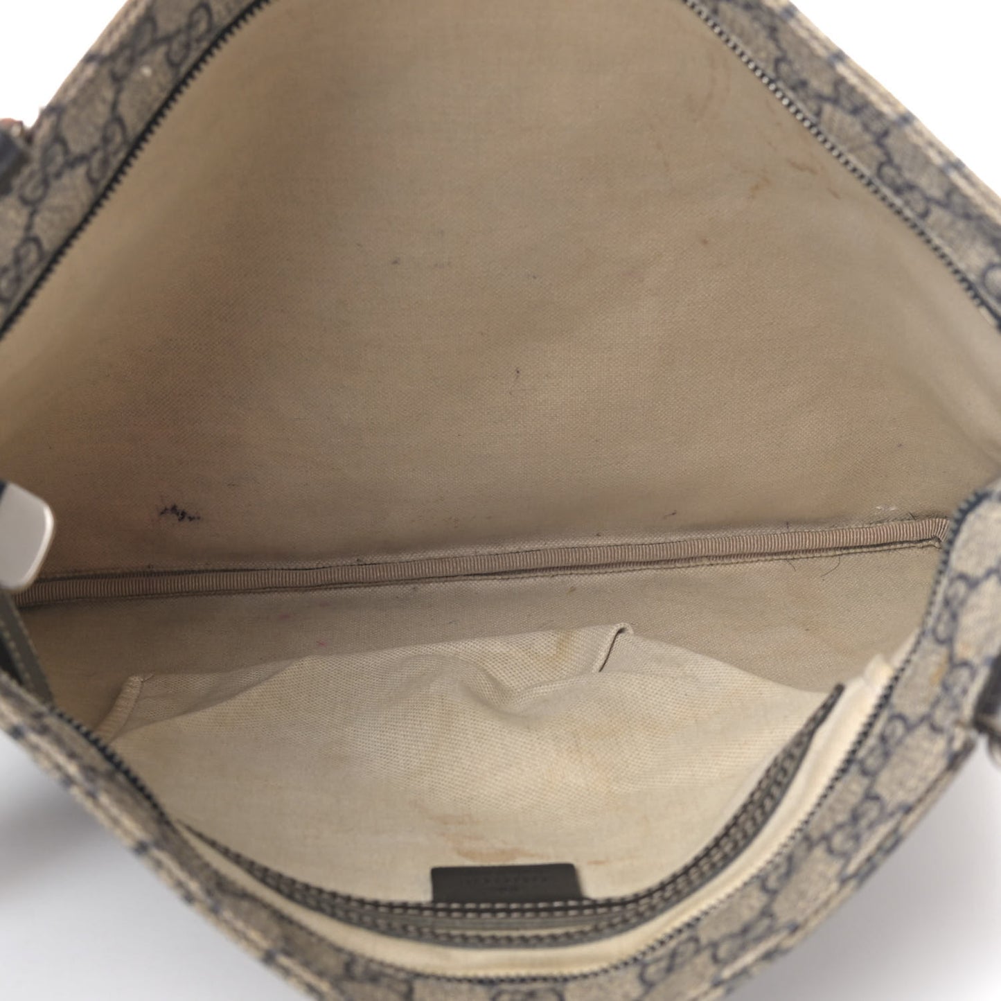 GG Plus Monogram Large Flat Messenger Bag Beige Blue