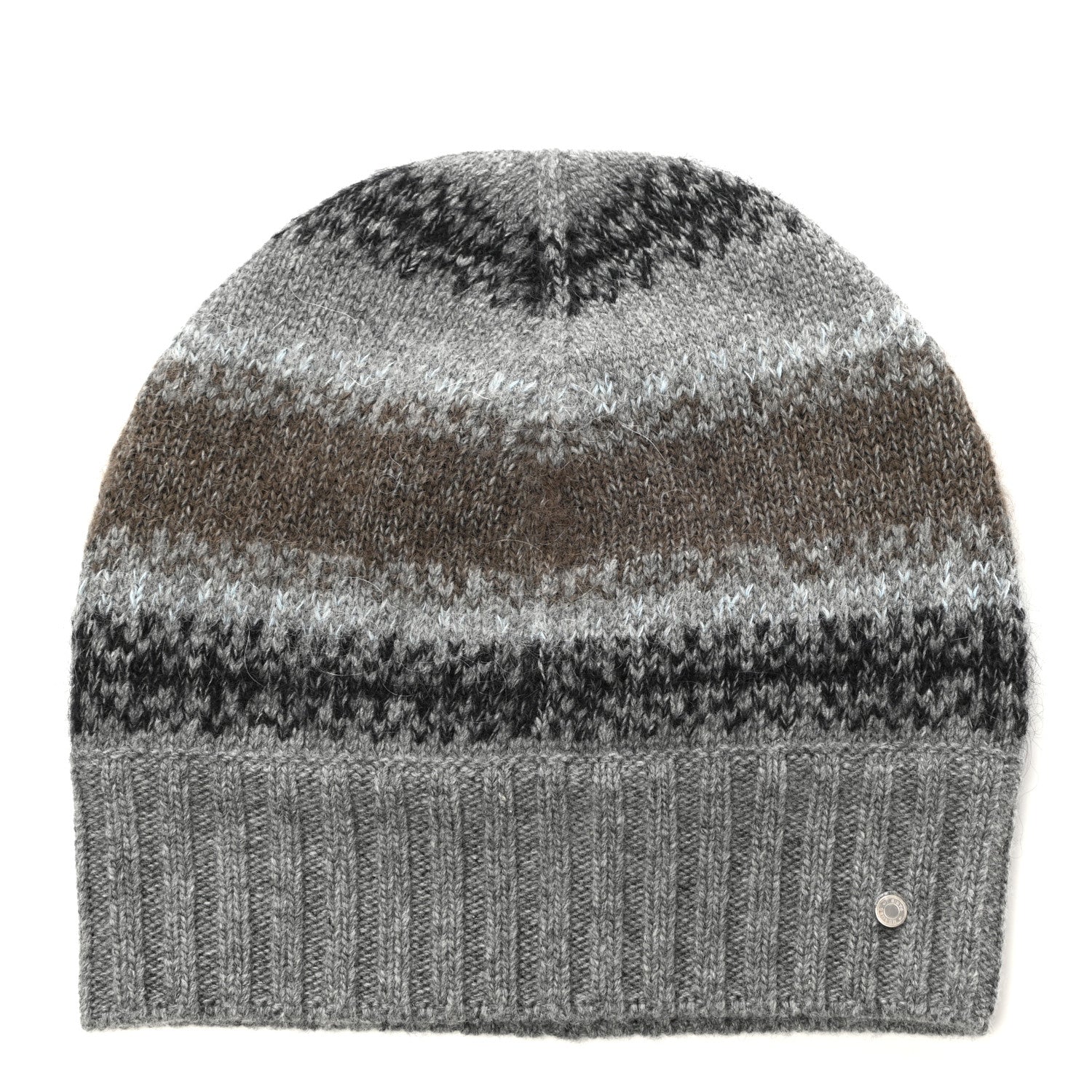 Hermes Wool Cashmere Mohair Diego Beanie Hat M Flanelle 1 of 4