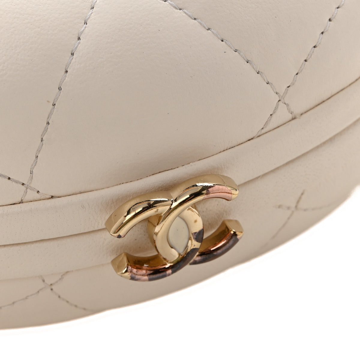 Chanel Lambskin Quilted Oval Minaudiere Chain Clutch White 13 of 13