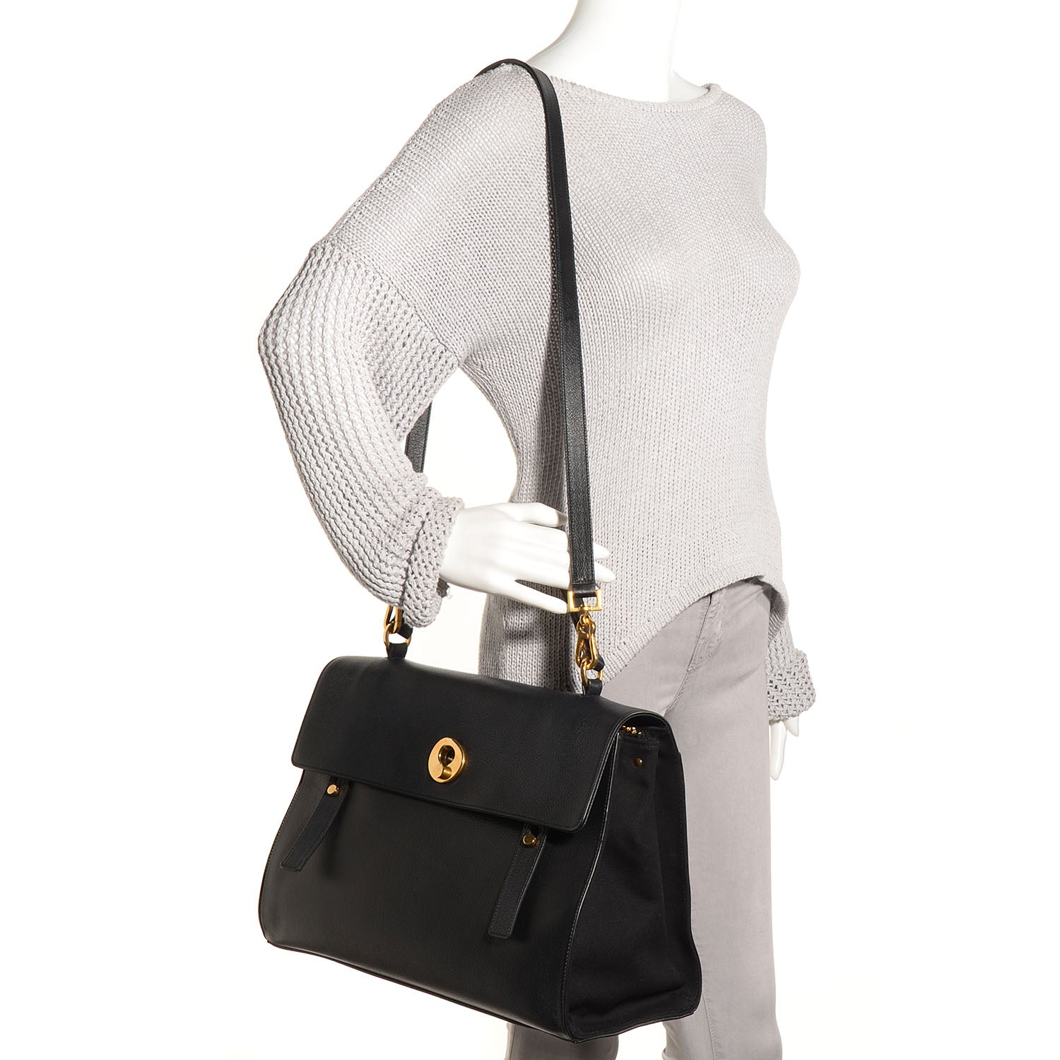 Saint Laurent Calfskin Large Muse Two Black 2 of 9