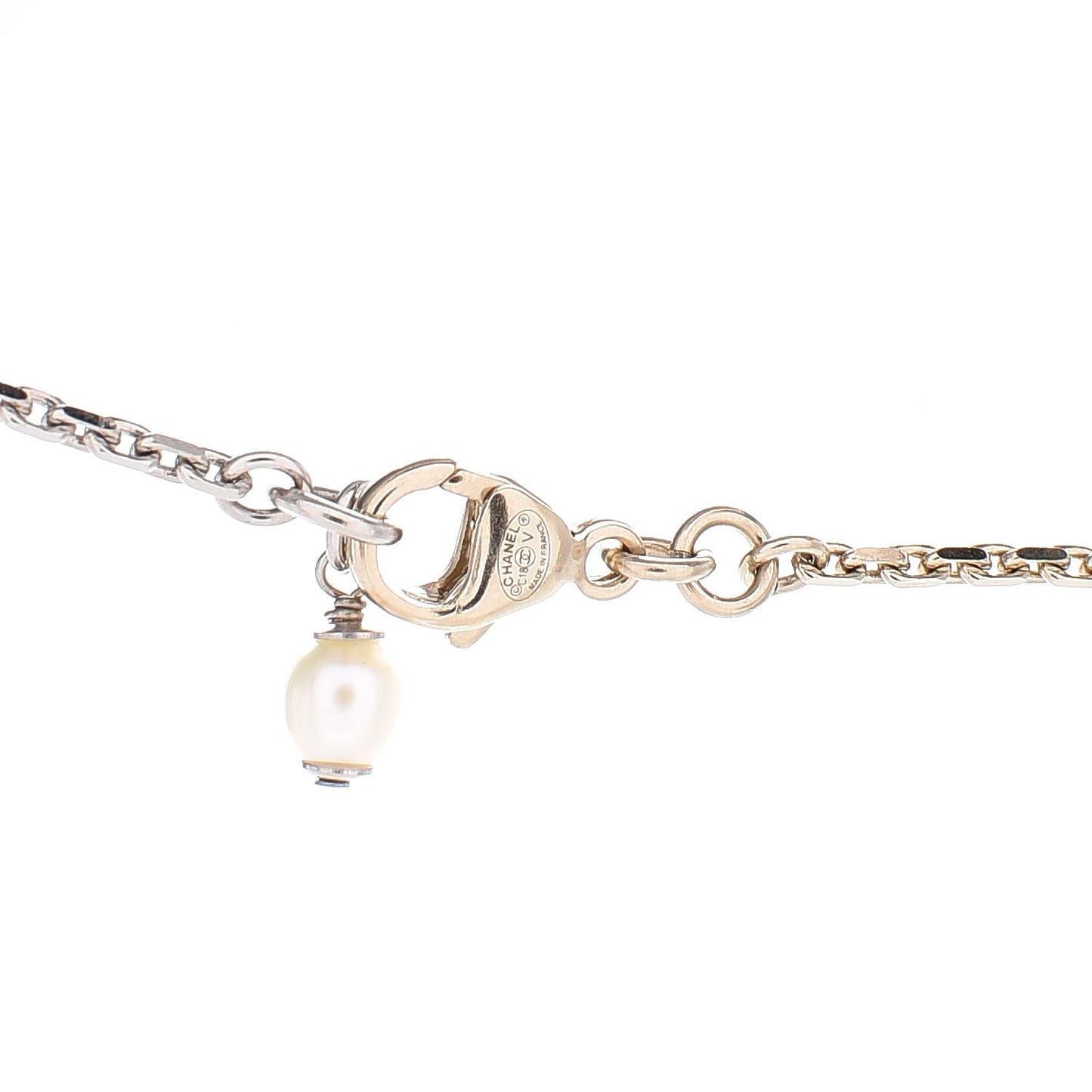 Crystal Pearl CC Moon Star Drop Necklace Gold