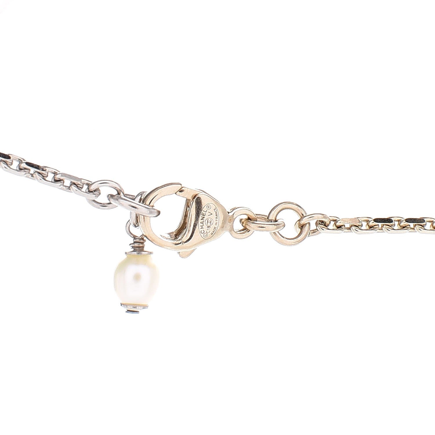 Chanel Crystal Pearl CC Moon Star Drop Necklace Gold 4 of 5