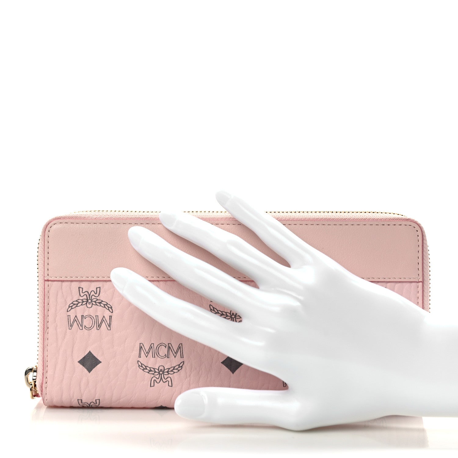 MCM Visetos Large Zip Around Wallet Powder Pink 2 of 9