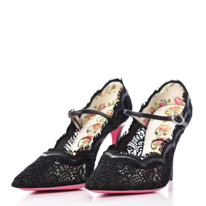 Gucci Lace Pizzo Venice Pumps 37.5 Black 6 of 16