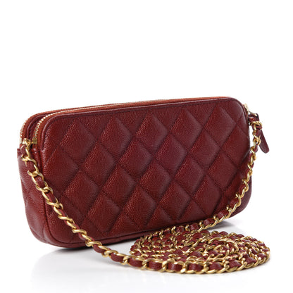 Chanel Iridescent Caviar Quilted Clutch With Chain Burgundy 3 of 11