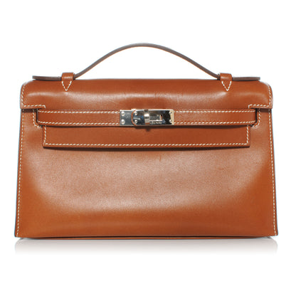 Hermes Tadelakt Kelly Pochette Clutch Fauve 1 of 8