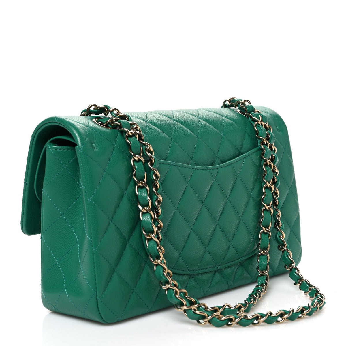 Chanel Caviar Quilted Medium Double Flap Green 3 of 10
