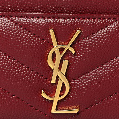 Saint Laurent Grain De Poudre Matelasse Chevron Monogram Credit Card Case Palissandre 8 of 8