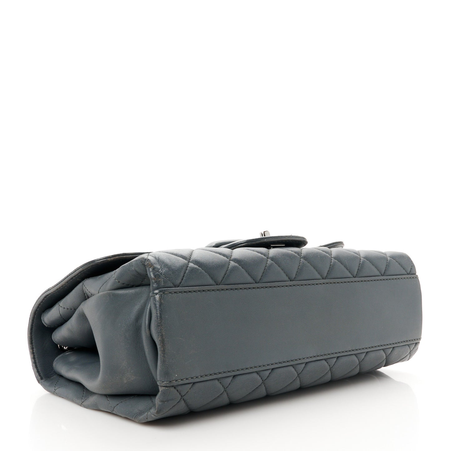 Lambskin Quilted Jumbo Coco Loop Flap Grey