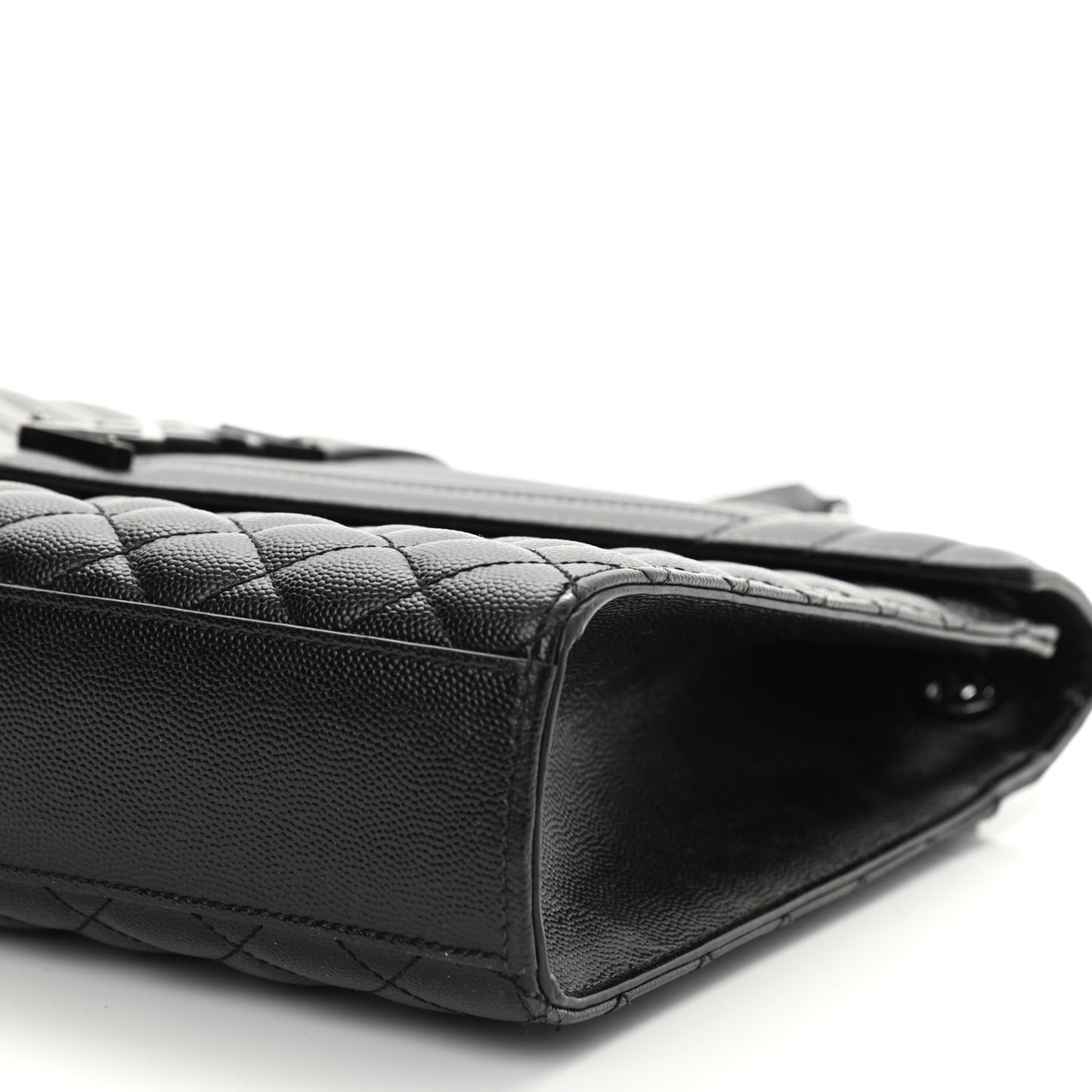 Grain De Poudre Textured Mixed Matelasse Large Triquilt Monogram Monochrome Satchel Black