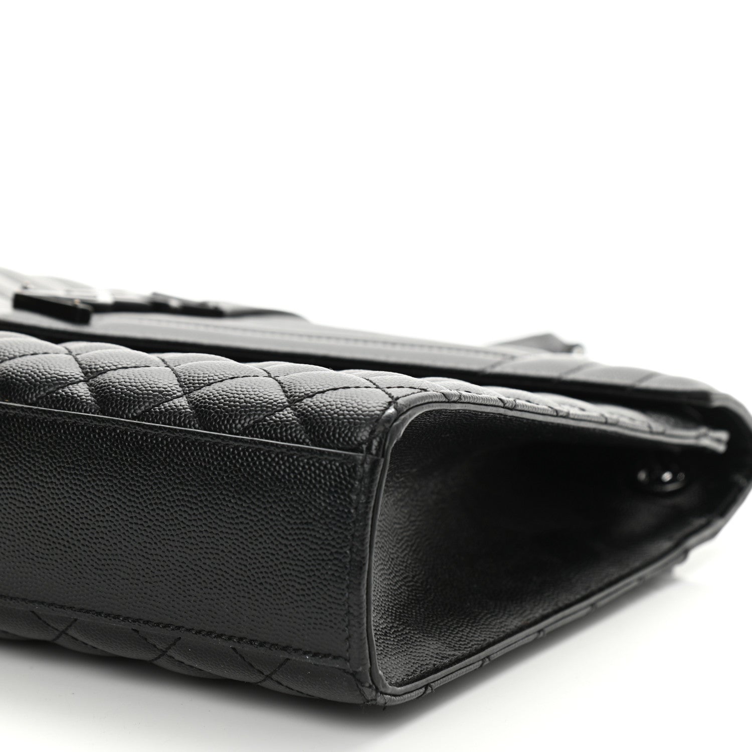 Saint Laurent Grain De Poudre Textured Mixed Matelasse Large Triquilt Monogram Monochrome Satchel Black 10 of 14