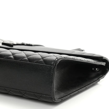 Saint Laurent Grain De Poudre Textured Mixed Matelasse Large Triquilt Monogram Monochrome Satchel Black 10 of 14
