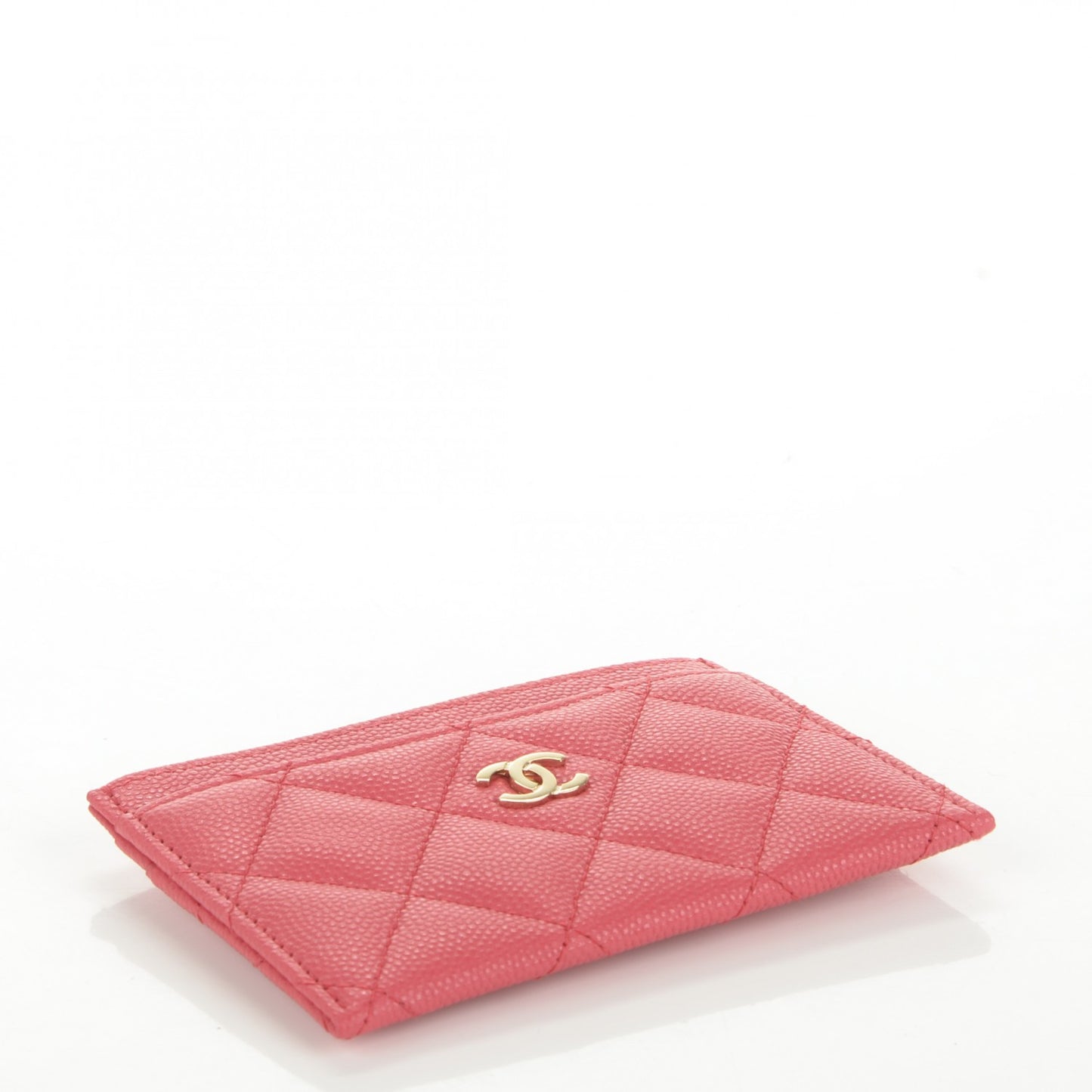 Caviar Quilted Card Holder Dark Pink
