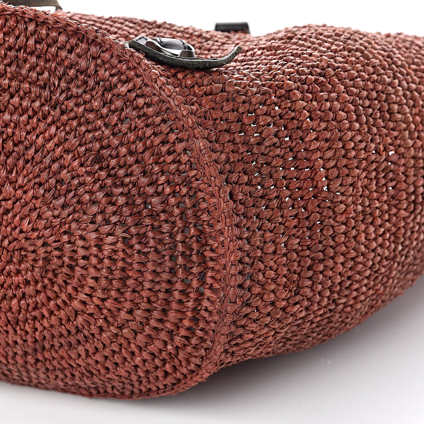 Raffia Woven Large Tote Brown Black