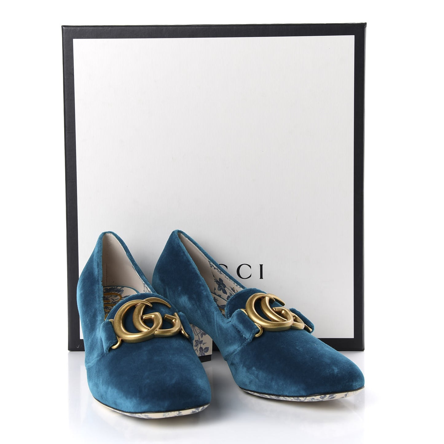 Softy Velvet GG Victoire 55mm Loafer Pumps 37.5 Pavone