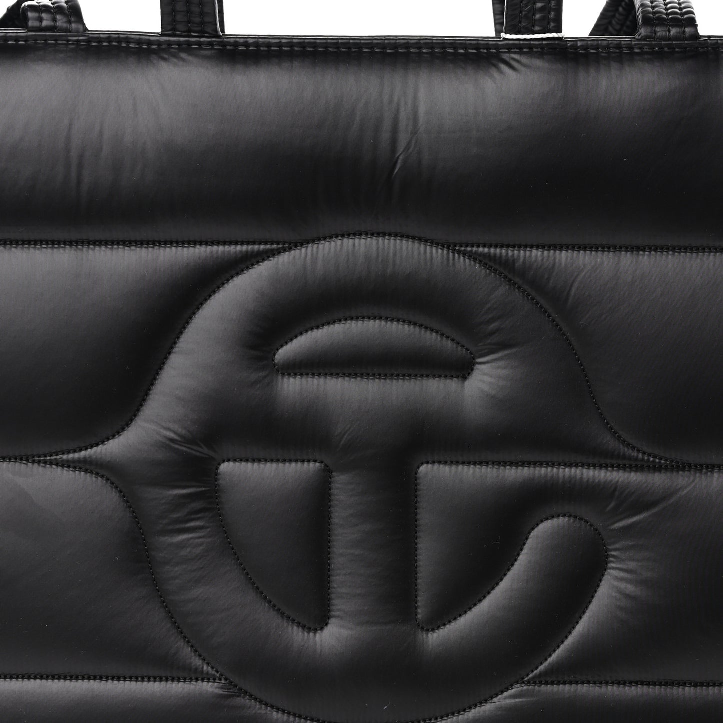Nylon Medium Puff Shopping Bag Black