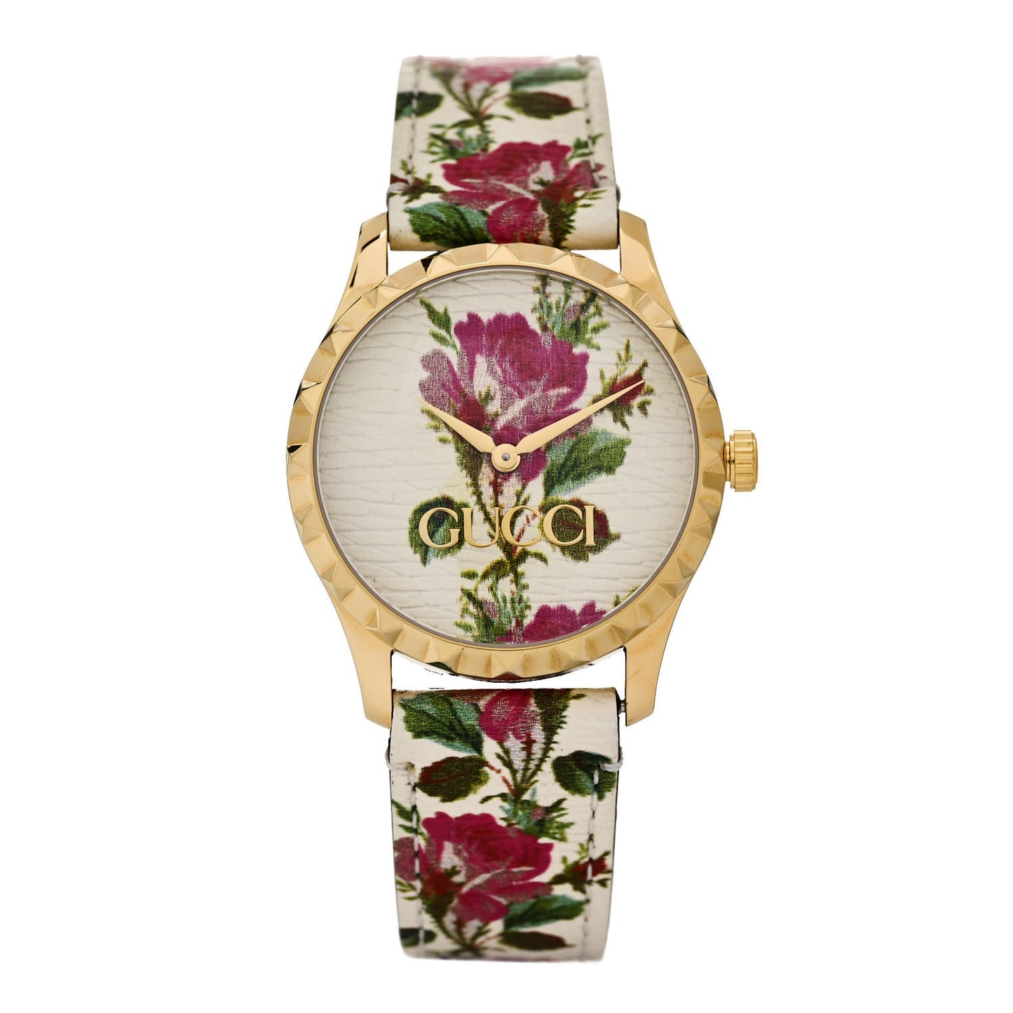 Stainless Steel Calfskin 38mm G-Timeless Floral Quartz Watch Ivory