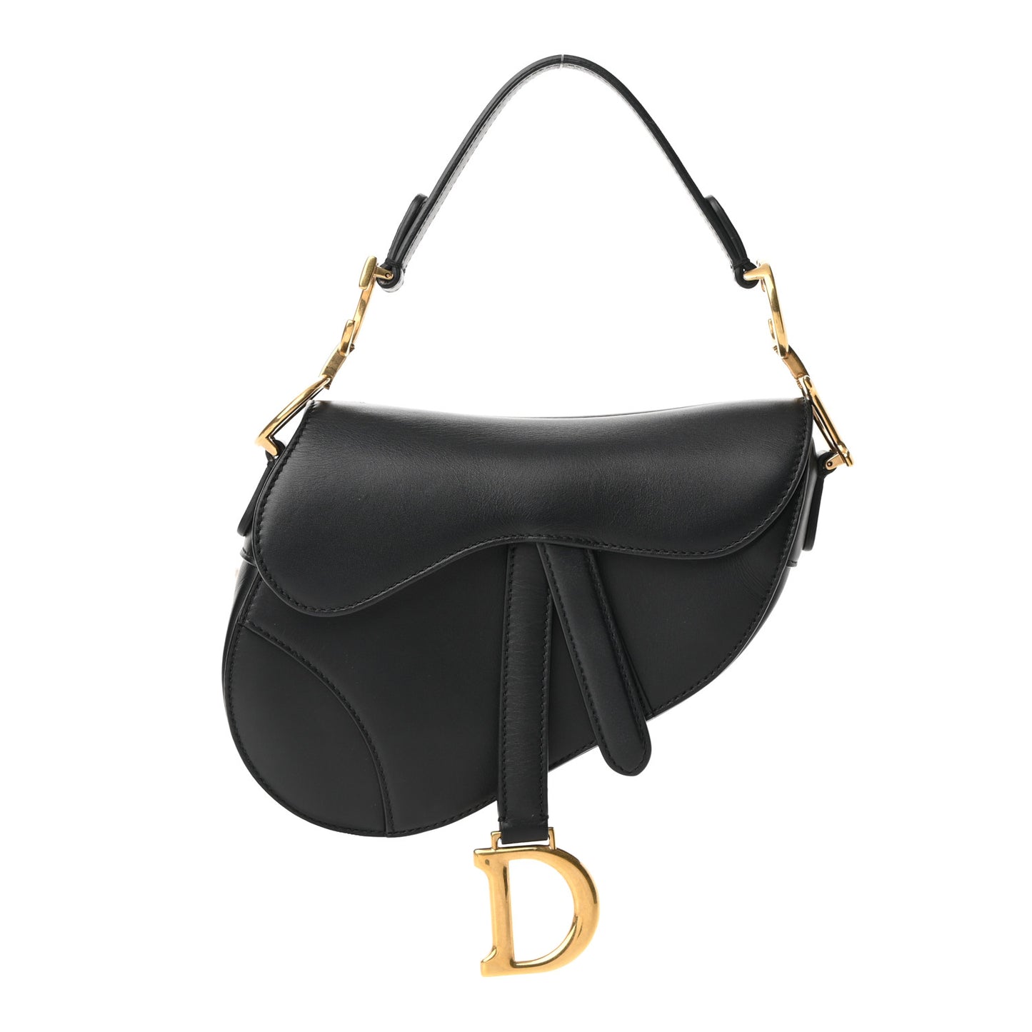 Calfskin Mini Saddle Bag Black
