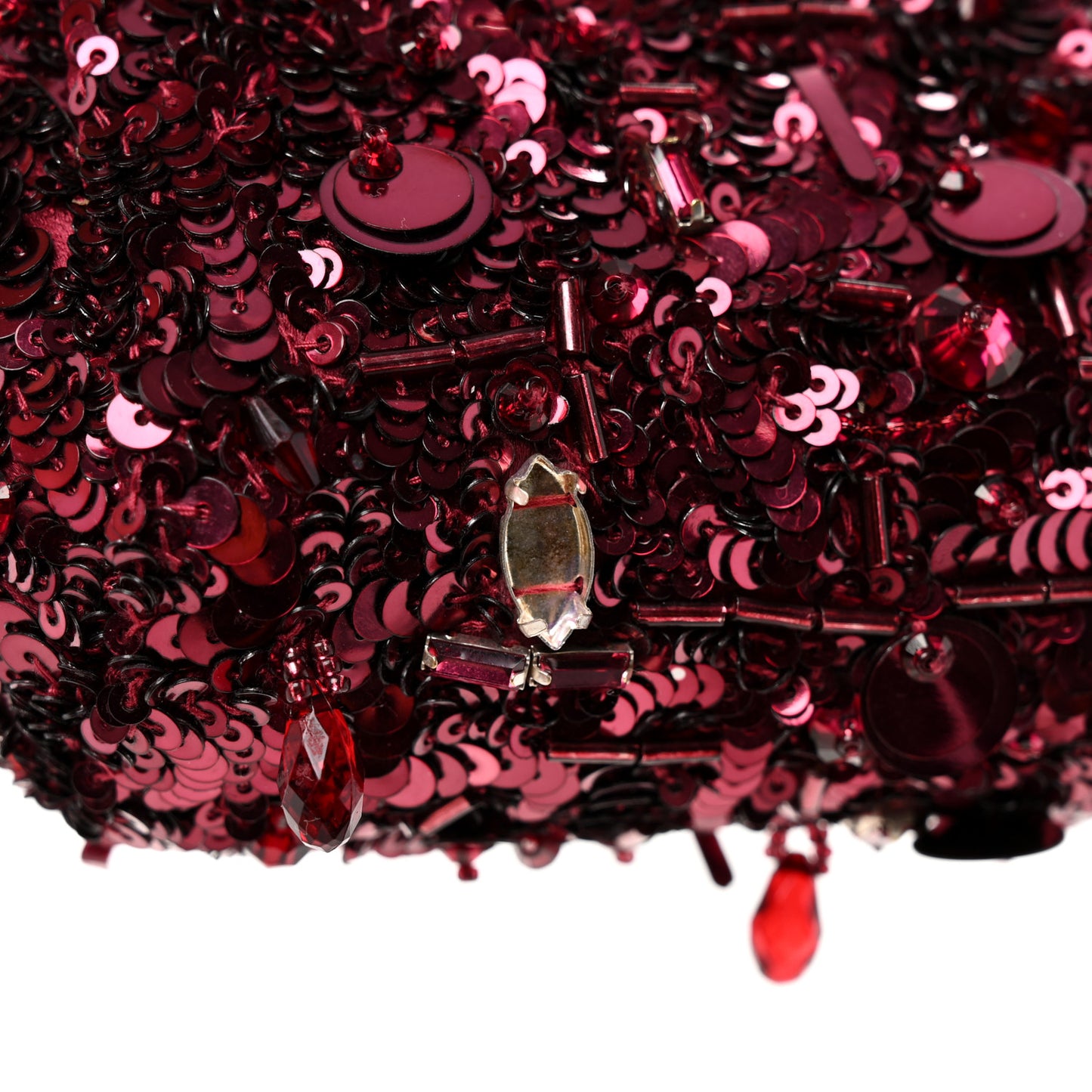 Sequin Crystal Embellished Marlene Chain Clutch Bordeaux Rosso