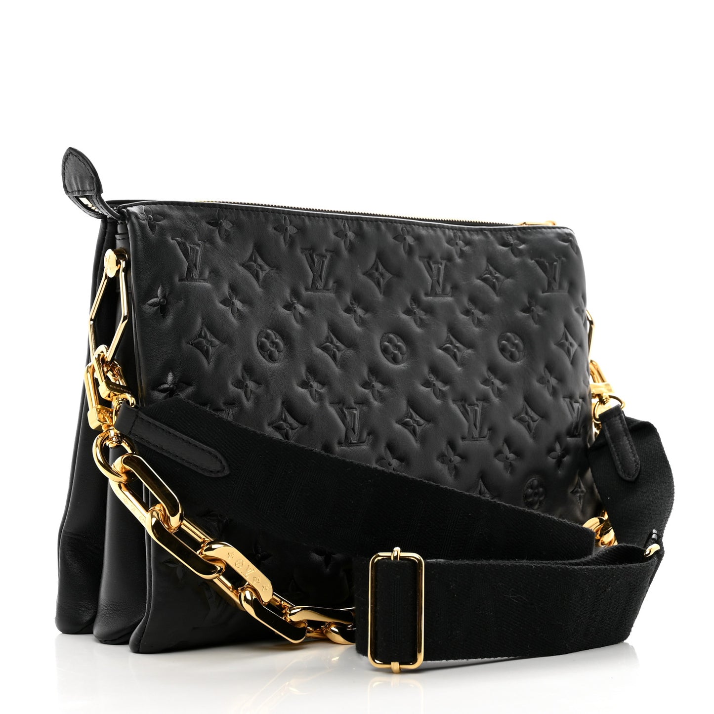 Lambskin Embossed Monogram Coussin MM Black