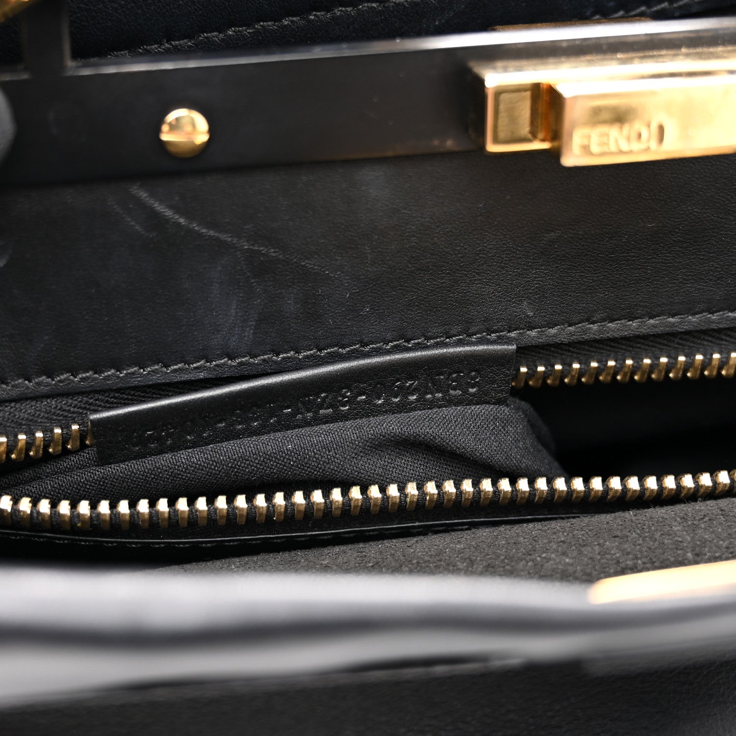 Fendi Vitello Seta Shiny Nappa Medium Peekaboo Iconic Satchel Black 7 of 11