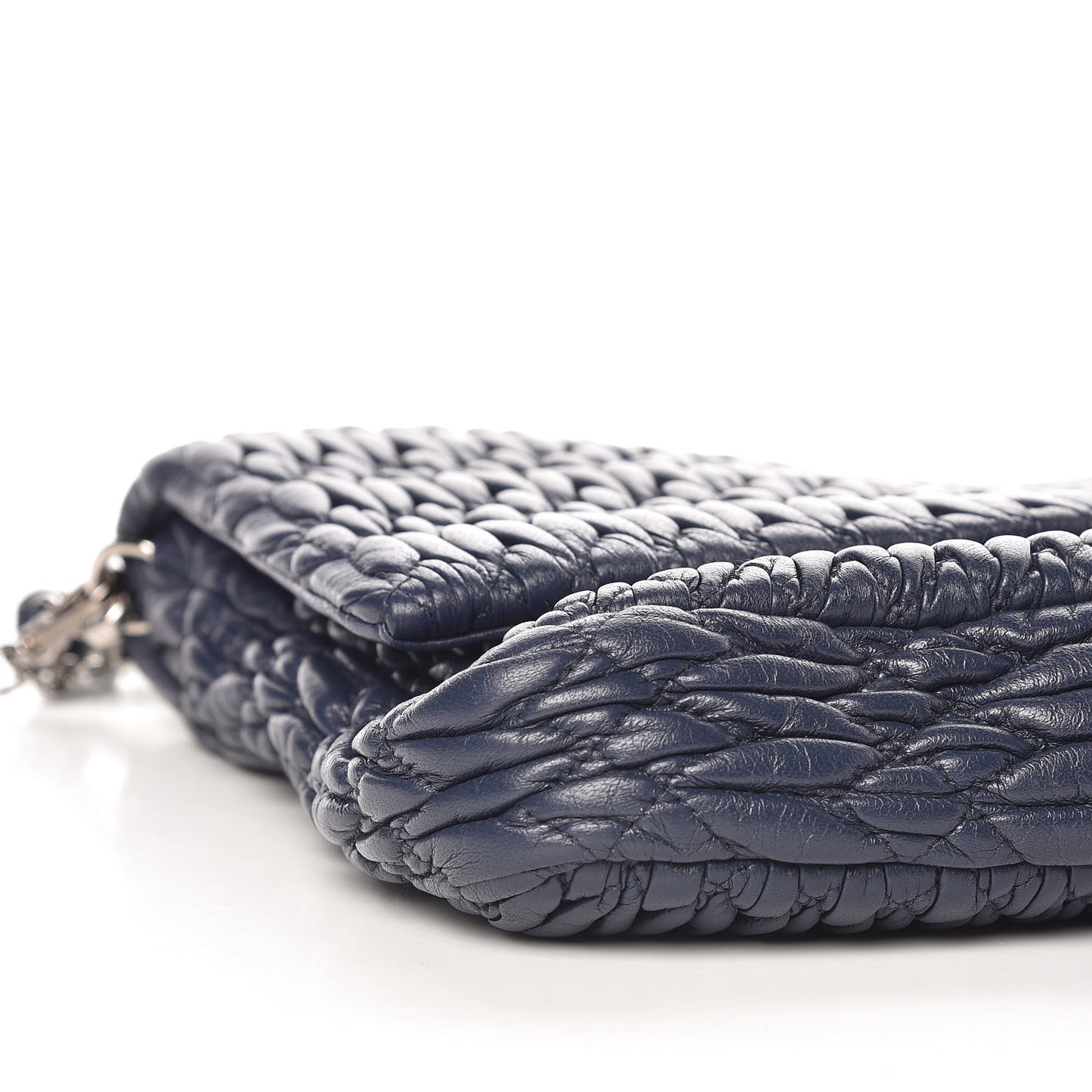 Nappa Matelasse Crystal Flap Clutch Bleuette