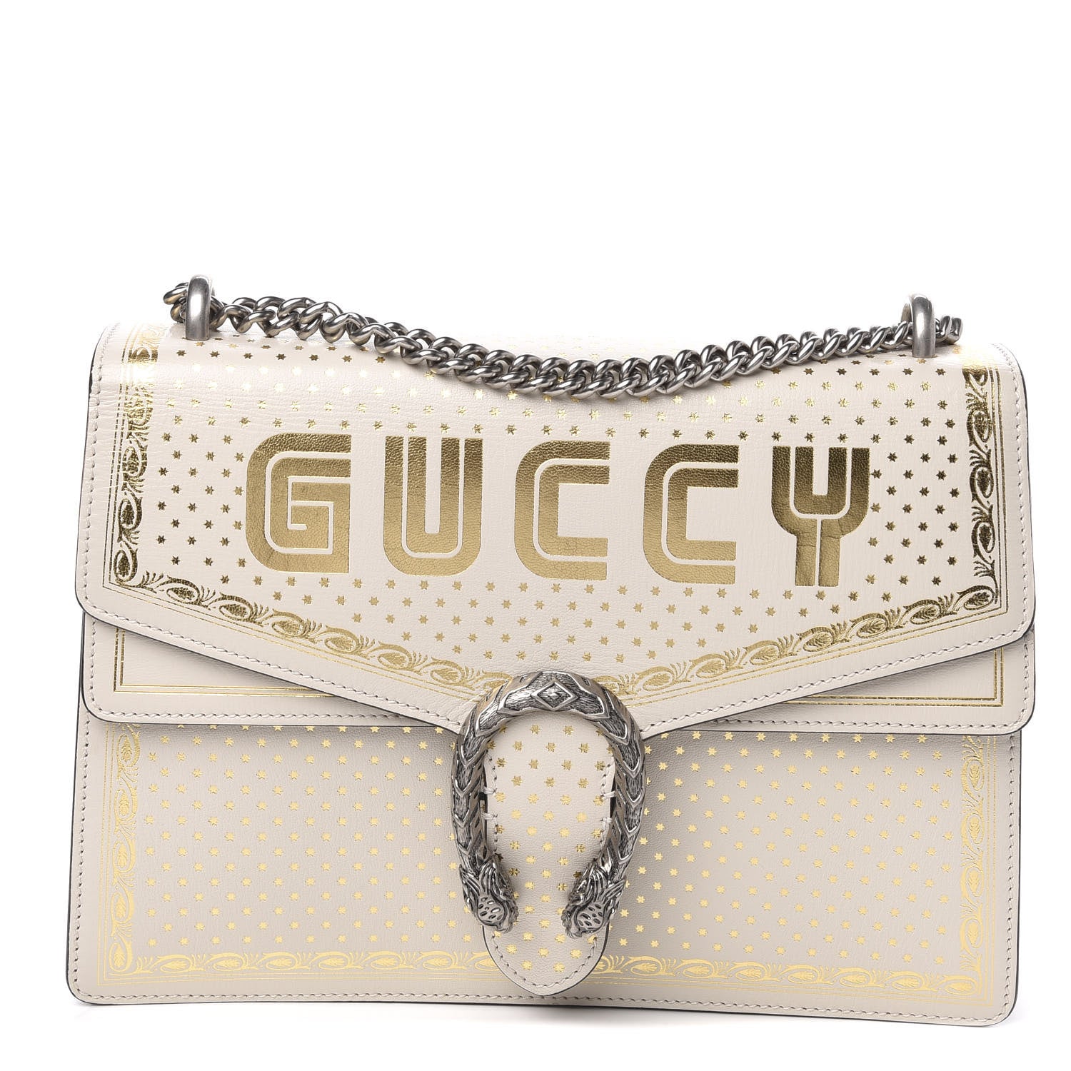Gucci X SEGA Calfskin GUCCY Stars Medium Dionysus Shoulder Bag Mystic White Gold 1 of 10