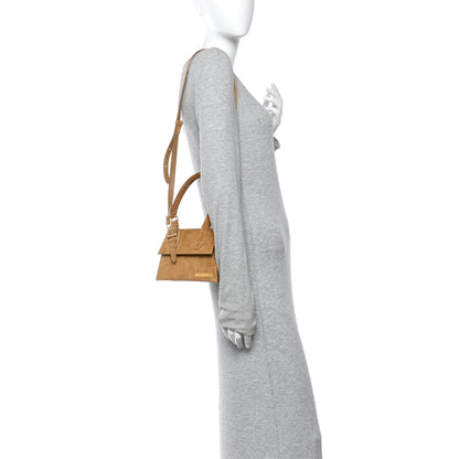 Jacquemus Suede Crocodile Embossed Le Chiquito Moyen Brown 2 of 12