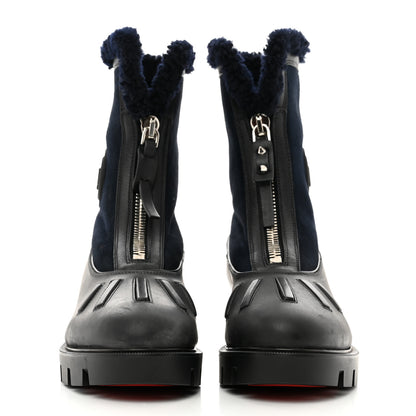 Christian Louboutin Kid Calfskin Shearling Glory Flat Boot 38.5 Version Black 2 of 9