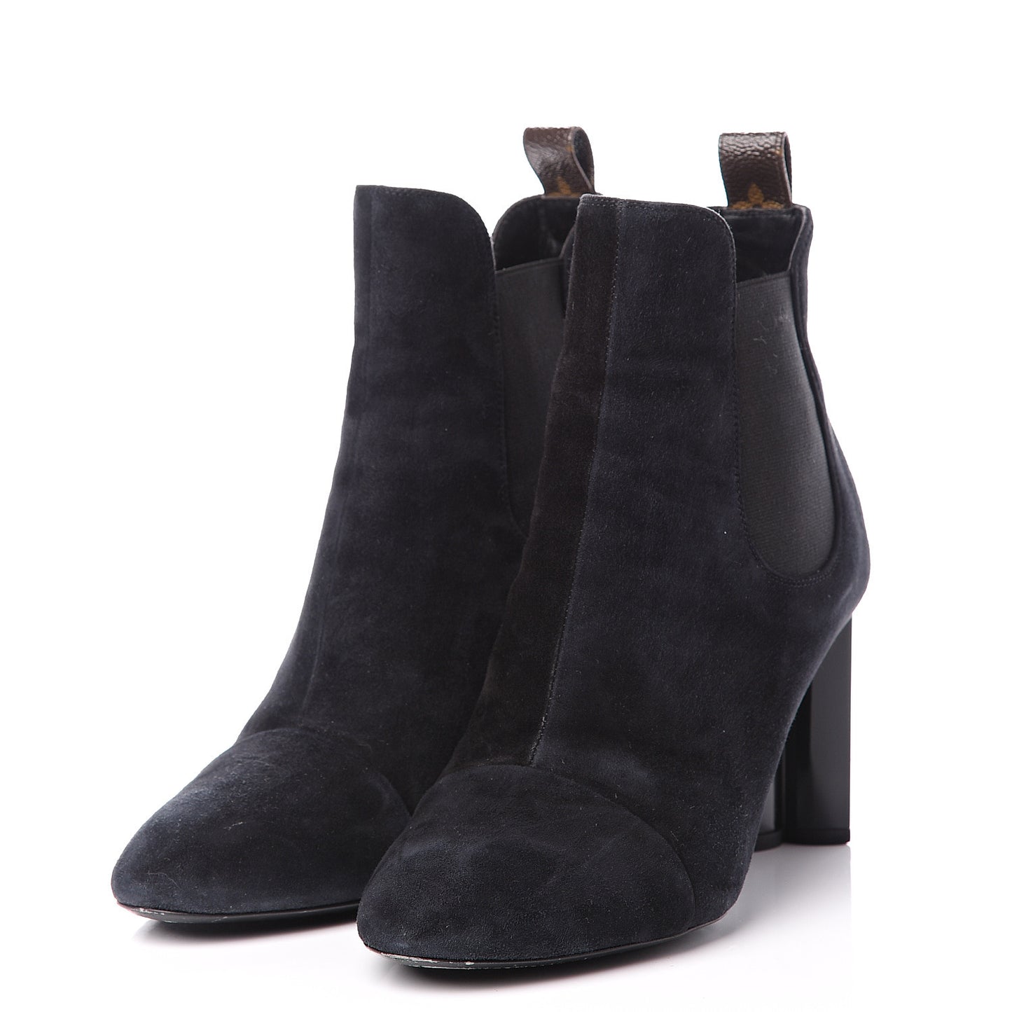 Suede Monogram Uniformes Cap Toe Chelsea 80mm Ankle Boots 38.5 Black