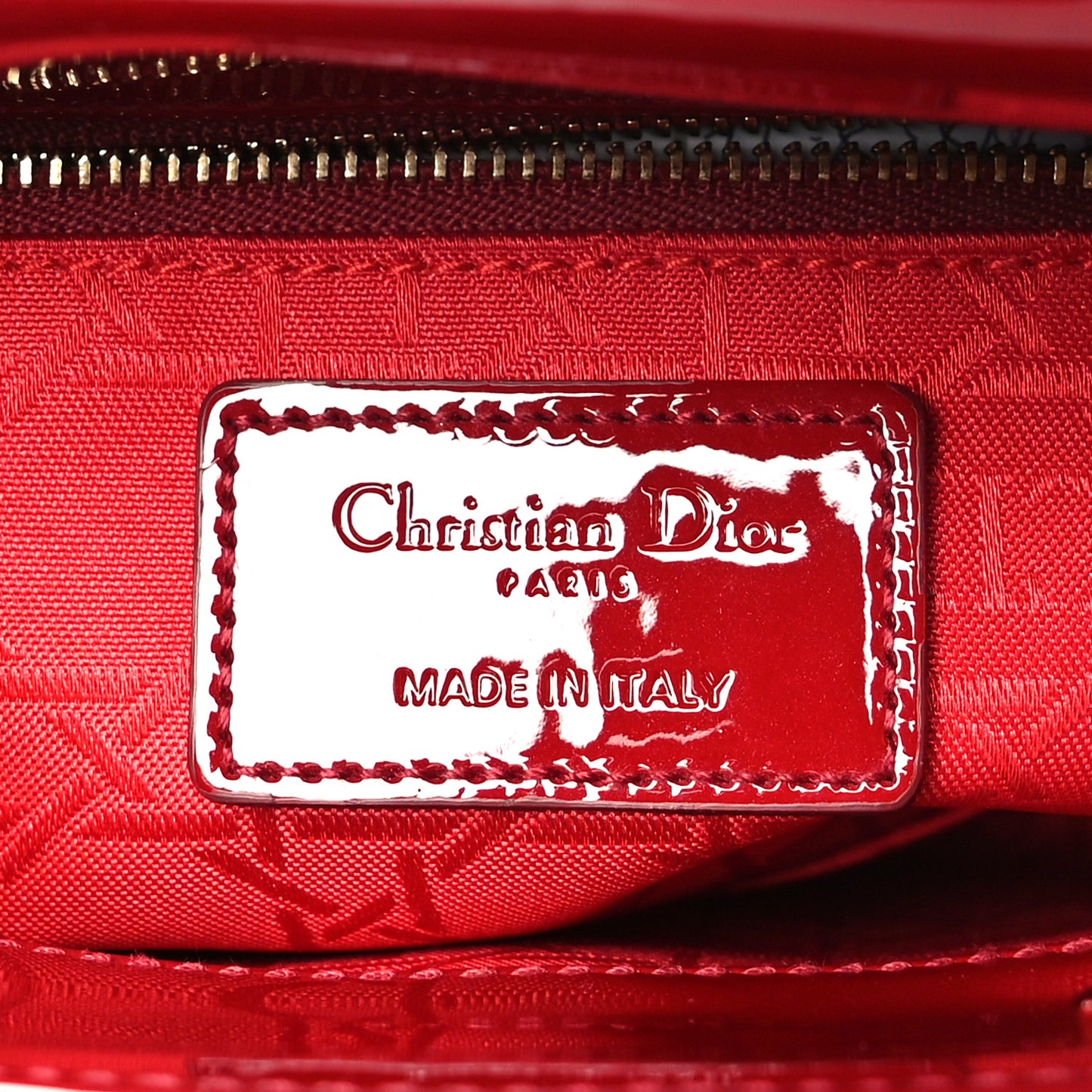 Patent Cannage Mini Lady Dior Red