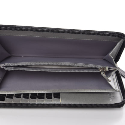 Chanel Lambskin Camellia Embossed Zip Around Organizer Wallet Black 5 of 10