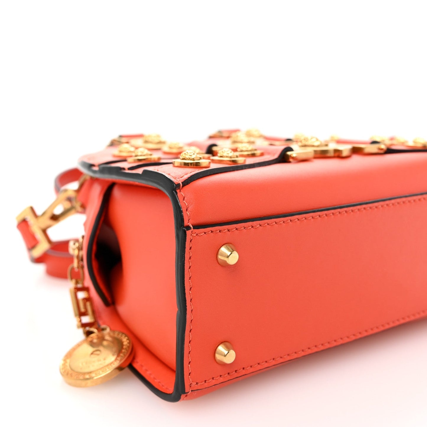 Calfskin Small Medallion Tribute Bowling Bag Orange