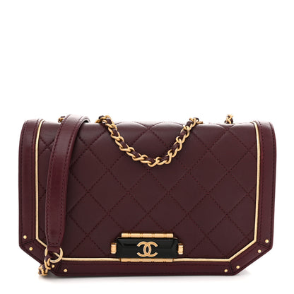 Chanel Calfskin Quilted Small Octagon CC Clasp Flap Bag Red Gold 1 of 11