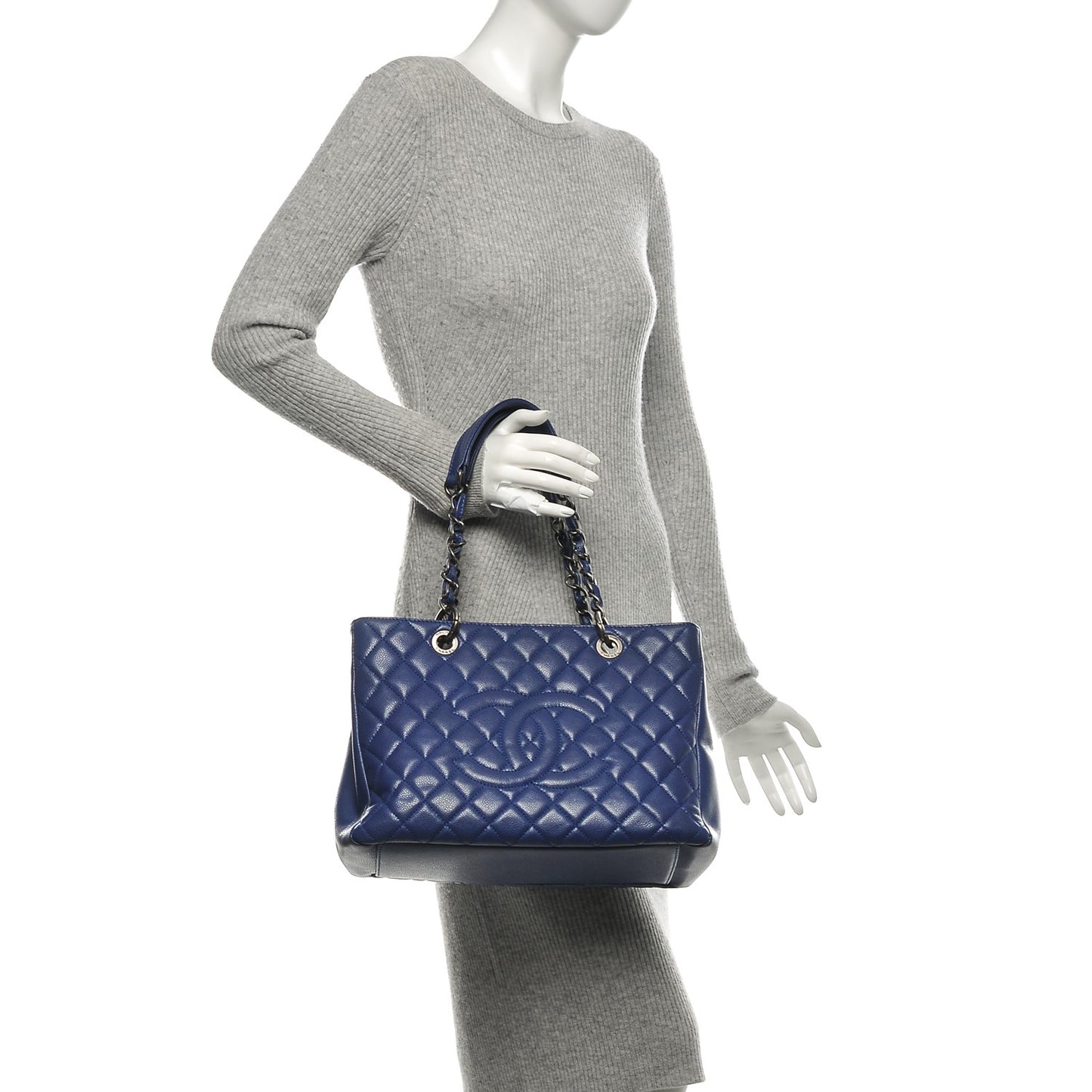 Glazed Caviar Grand Shopping Tote GST Dark Blue