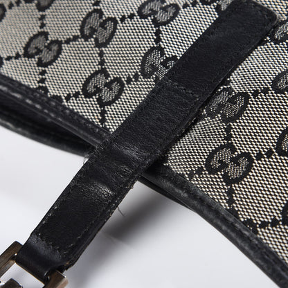 Gucci Denim Monogram Small Jackie O Hobo Black 13 of 15