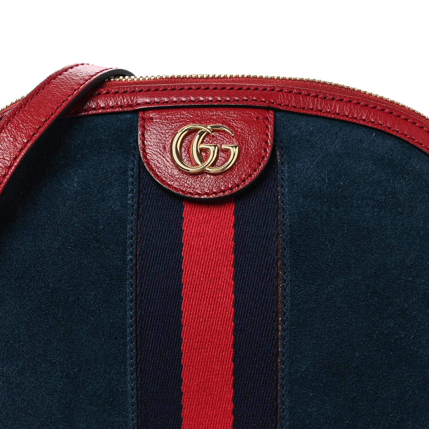 Suede Calfskin Web Small Ophidia Dome Shoulder Bag New Blue Romantic Cherry
