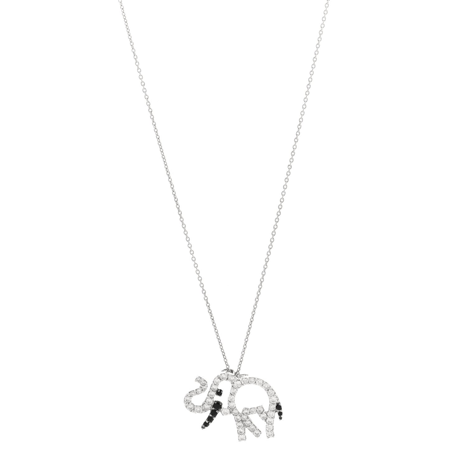 Roberto Coin 18K White Gold Diamond Elephant Pendant Necklace 1 of 9