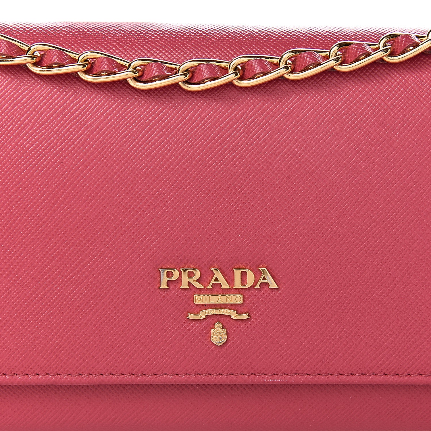 Prada Saffiano Metal Oro Chain Wallet Peonia 8 of 13