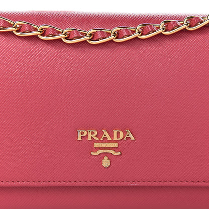 Prada Saffiano Metal Oro Chain Wallet Peonia 8 of 13