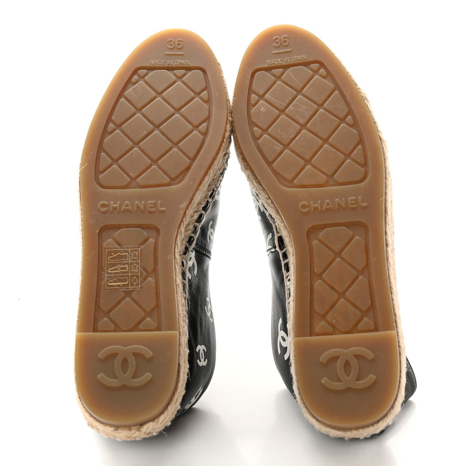 Chanel Lambskin Printed CC Espadrilles 36 Black White 5 of 11