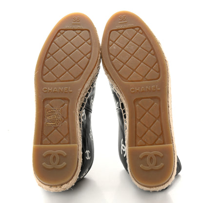 Chanel Lambskin Printed CC Espadrilles 36 Black White 5 of 11