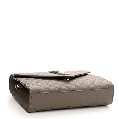 Saint Laurent Grain De Poudre Textured Mixed Matelasse Medium Triquilt Monogram Satchel Dark Beige 4 of 9