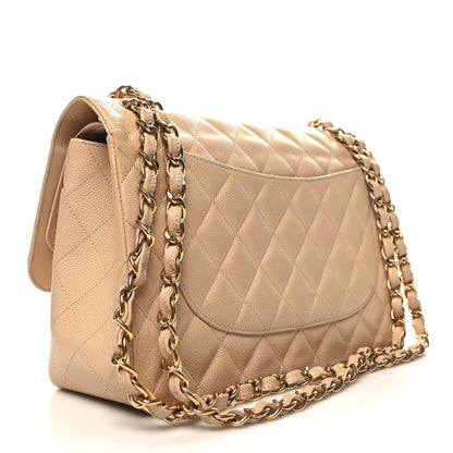 Chanel Caviar Quilted Jumbo Double Flap Beige 3 of 13