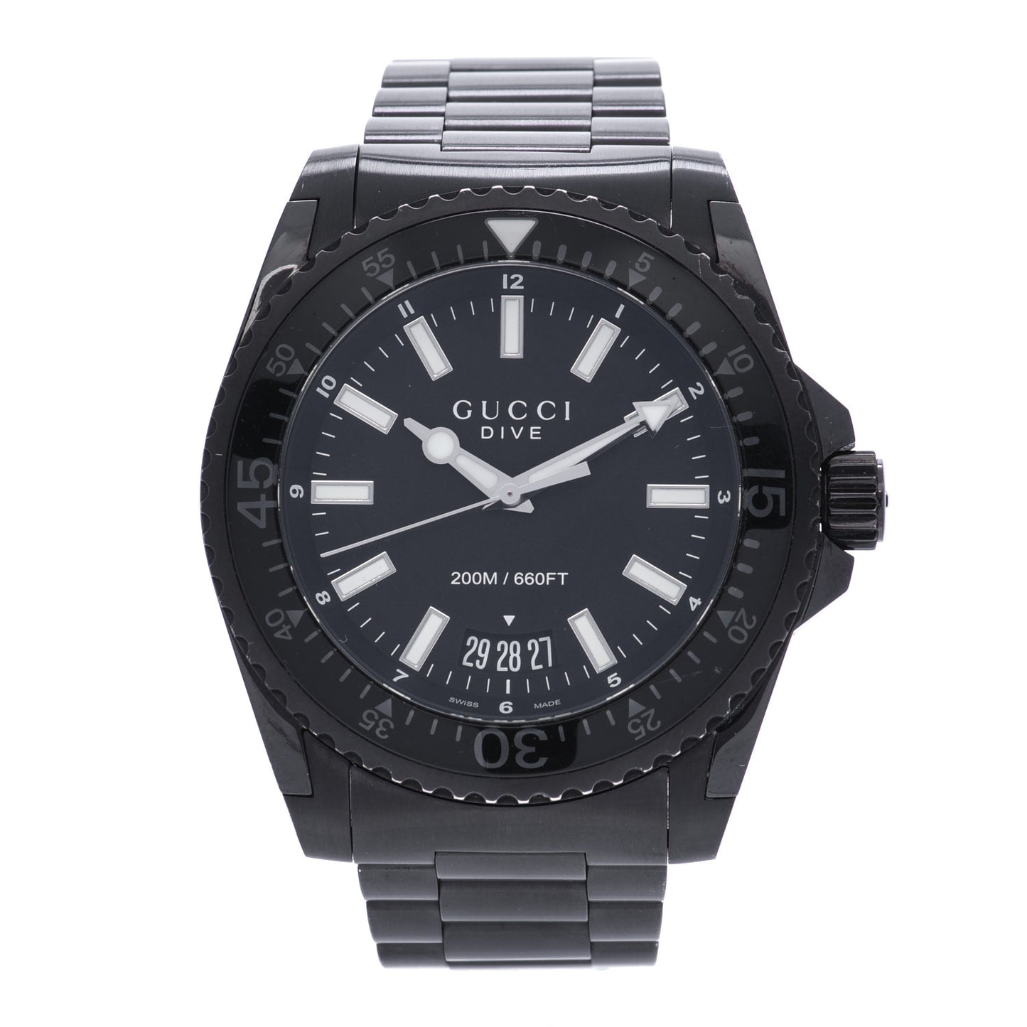 PVD Stainless Steel 45mm Dive Quartz Watch Black