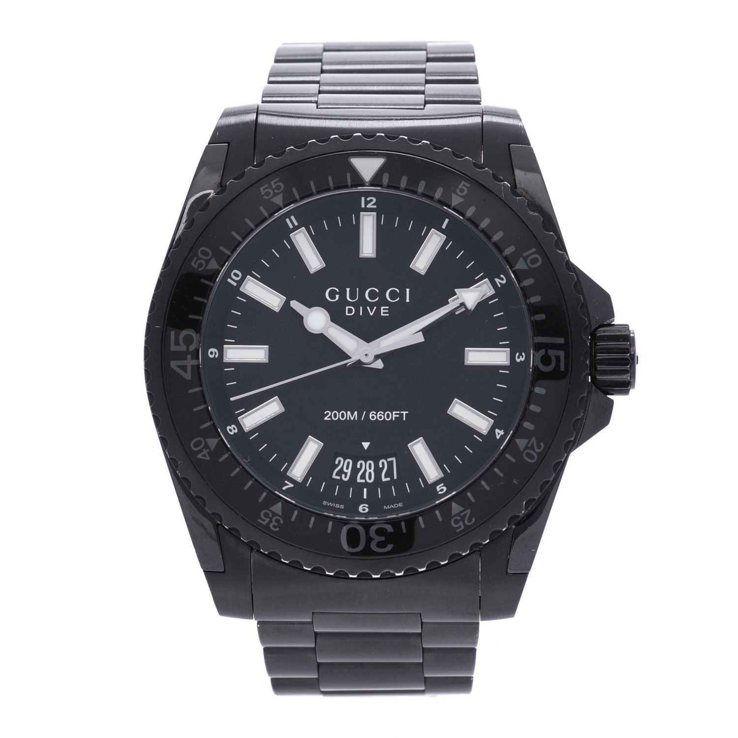 Gucci PVD Stainless Steel 45mm Dive Quartz Watch Black 1 of 5