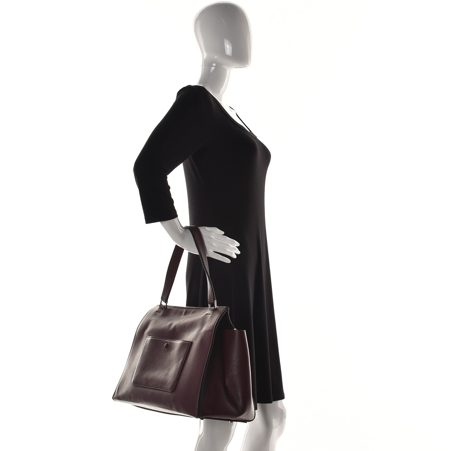 Celine Drummed Calfskin Large Edge Shoulder Bag Burgundy 4 of 32