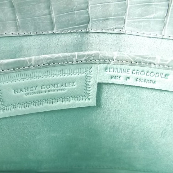 Crocodile Flap Clutch Seafoam